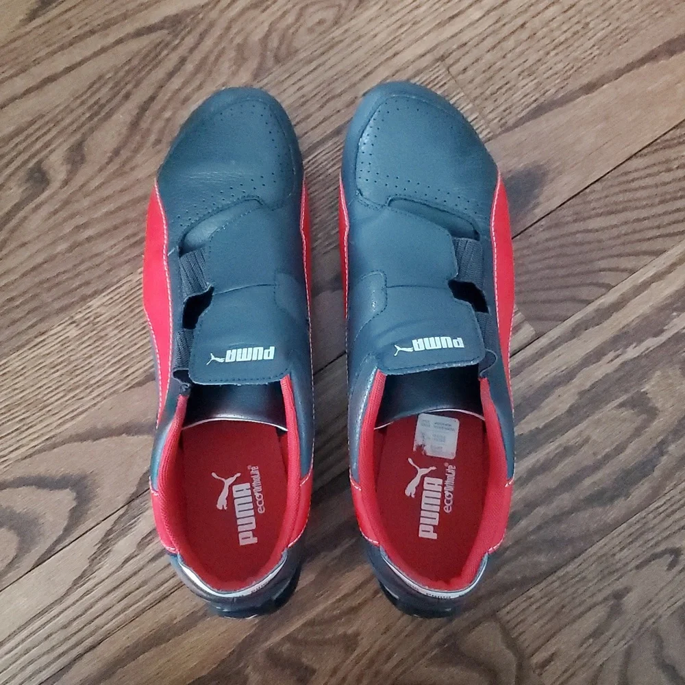 Puma Gray & Red Slide On Sneakers